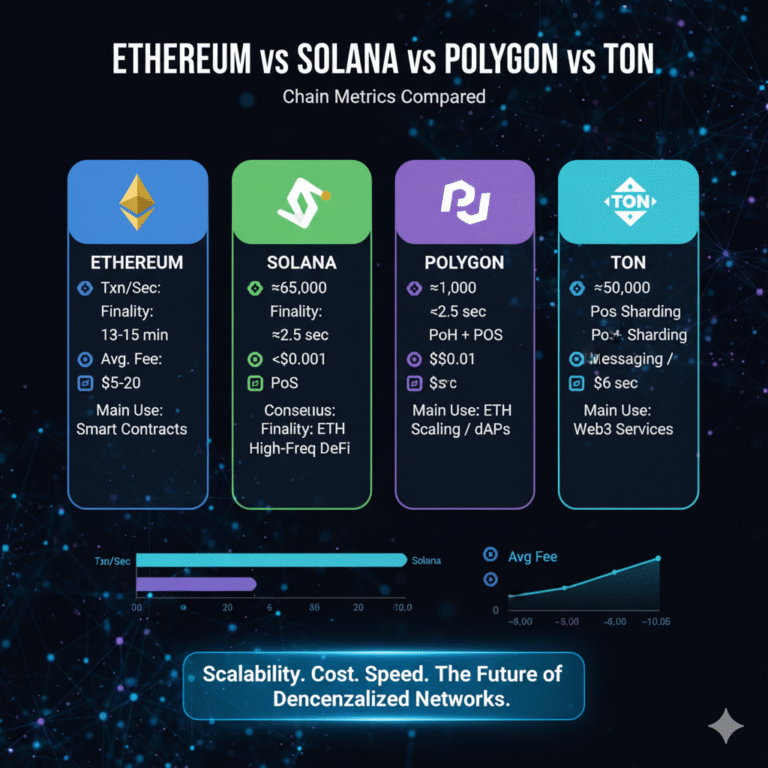 Ethereum vs Solana vs Polygon vs TON — Chain Metrics Compared