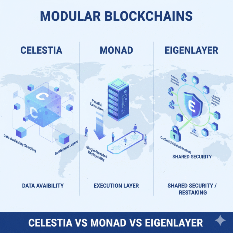 Modular Blockchains: Celestia vs Monad vs EigenLayer – A Comprehensive Comparison